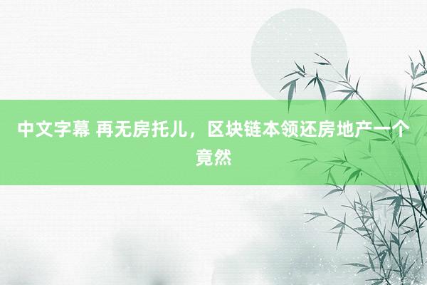 中文字幕 再无房托儿，区块链本领还房地产一个竟然