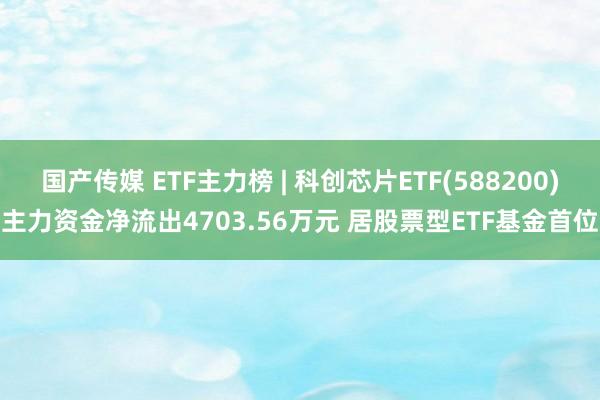 国产传媒 ETF主力榜 | 科创芯片ETF(588200)主力资金净流出4703.56万元 居股票型ETF基金首位