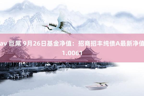av 巨屌 9月26日基金净值：招商招丰纯债A最新净值1.0061