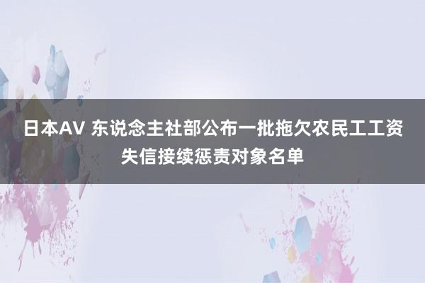 日本AV 东说念主社部公布一批拖欠农民工工资失信接续惩责对象名单