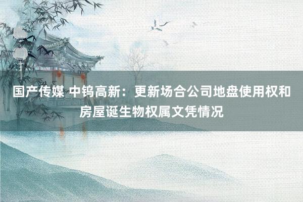 国产传媒 中钨高新：更新场合公司地盘使用权和房屋诞生物权属文凭情况