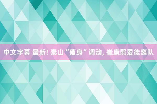 中文字幕 最新! 泰山“瘦身”调动， 崔康熙爱徒离队