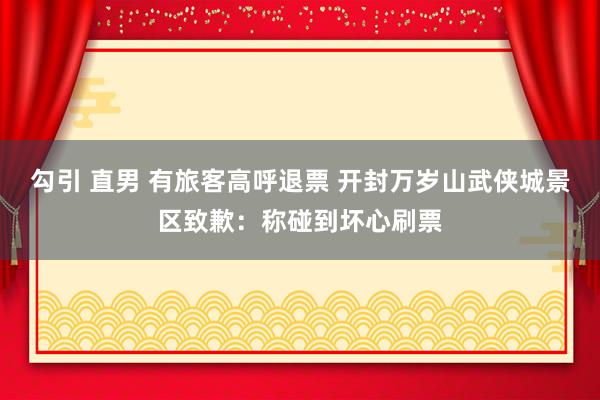 勾引 直男 有旅客高呼退票 开封万岁山武侠城景区致歉：称碰到坏心刷票