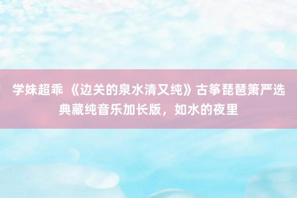 学妹超乖 《边关的泉水清又纯》古筝琵琶箫严选典藏纯音乐加长版，如水的夜里
