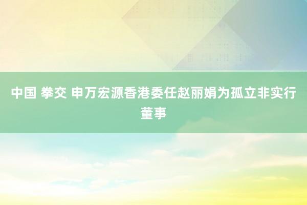 中国 拳交 申万宏源香港委任赵丽娟为孤立非实行董事